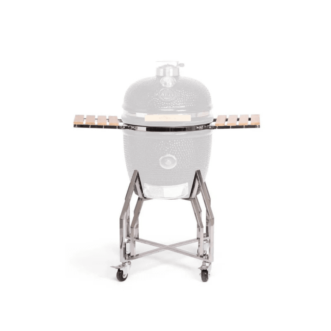 yakiniku onderstel en zijtafels naast kamado bbq