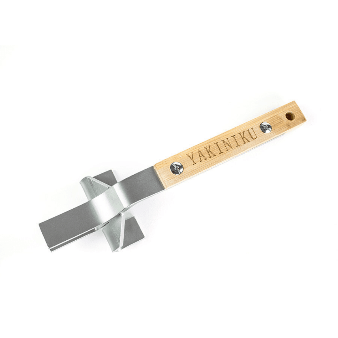 yakiniku roostergrijper met houtensteel met logo